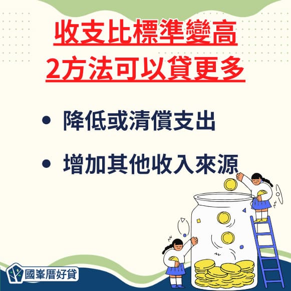 收支比標準變高，2方法可以貸更多